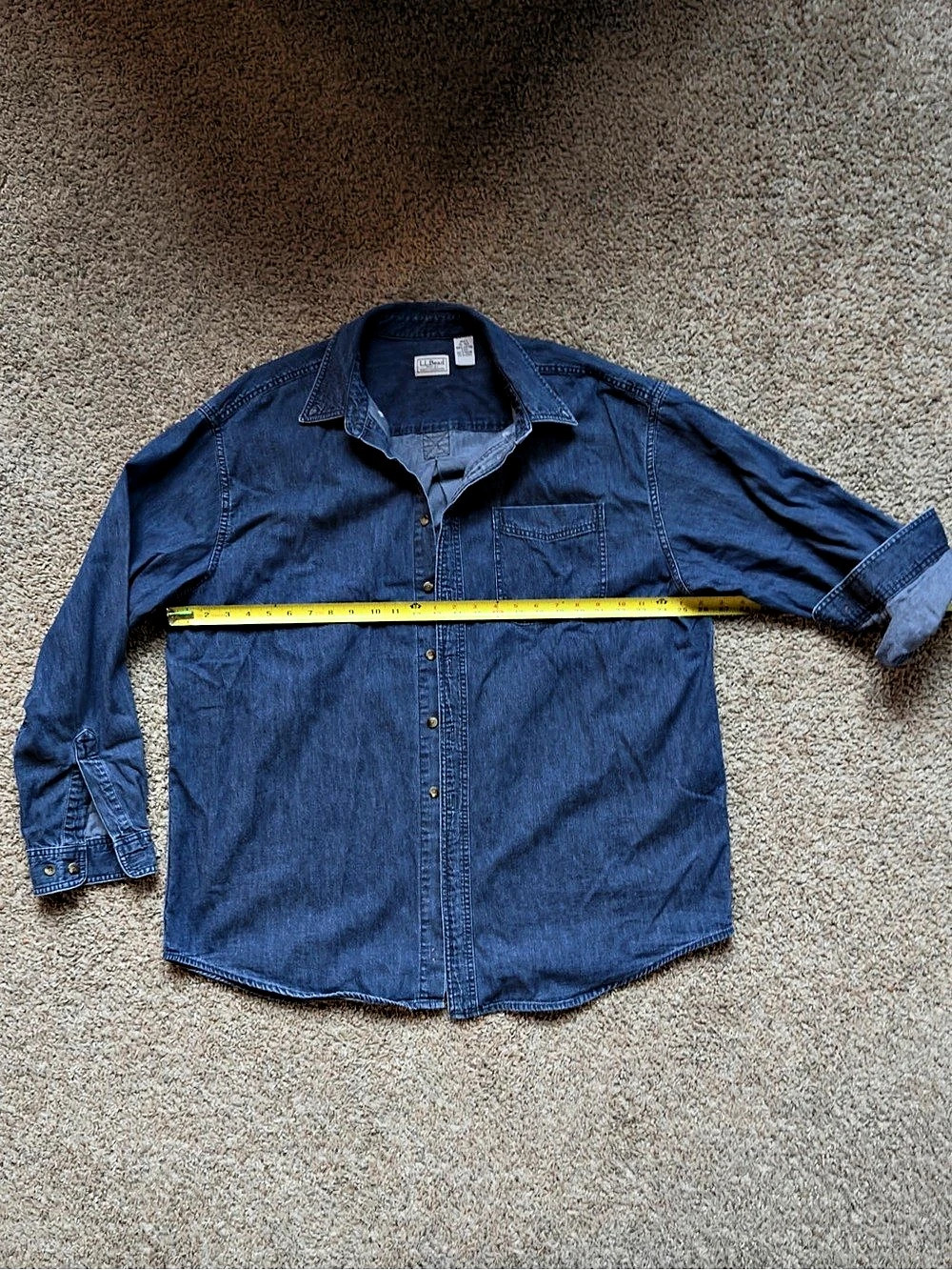 L.L.Bean Men's Denim Workshirt Button Down Shirt XL